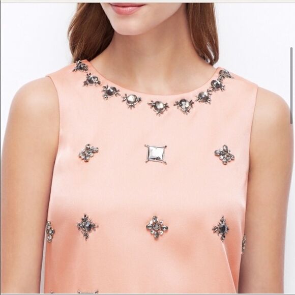 Nwt Blush Satin Rhinestone Beaded Shift Casual Dress - Picture 2 of 16